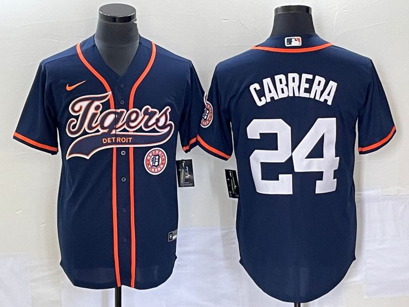 Men Detroit Tigers #24 Cabrera Blue Joint Name 2025 Nike MLB Jersey style 1